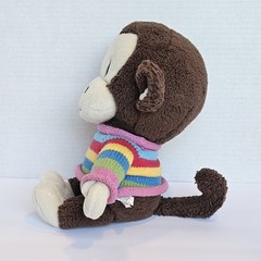 The Children’s Place Brown Monkey Plush Girl Striped Sweater Pink Bow TCP 9″