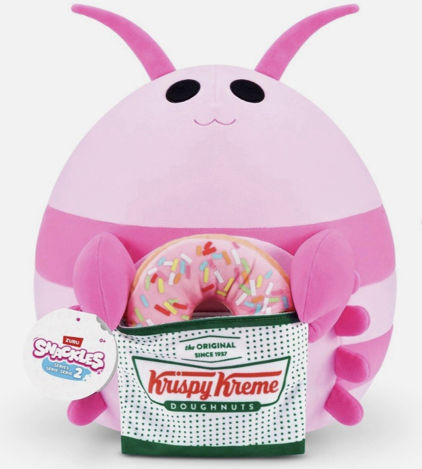ZURU Snackles Series 2 Lily Shrimp Krispy Kreme Donut 14″ Plush Pink NWT Collect