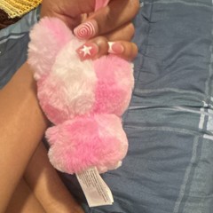 Vivi Pink & White Cat Mini Plush Doll Keychain Clip, Washable (Under 6 in)