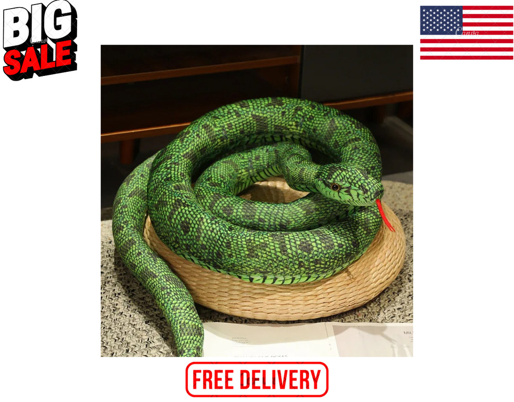 Artificial Green Python Plush Toy Long Snake for Home & Holiday Décor