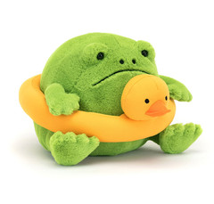 NWT Jellycat Ricky Rain Frog in a Rubber Ring – Plush Frog Toy Includes dust bag