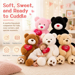 BENINY 52 Inch Pink Giant Teddy Bear with Heart, Big I Love You Stuffed Animal P