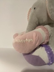 9″ sitting Baby Aspen TOOTSIE ELEPHANT w/ SOCKS gray purple pink plush stuffed