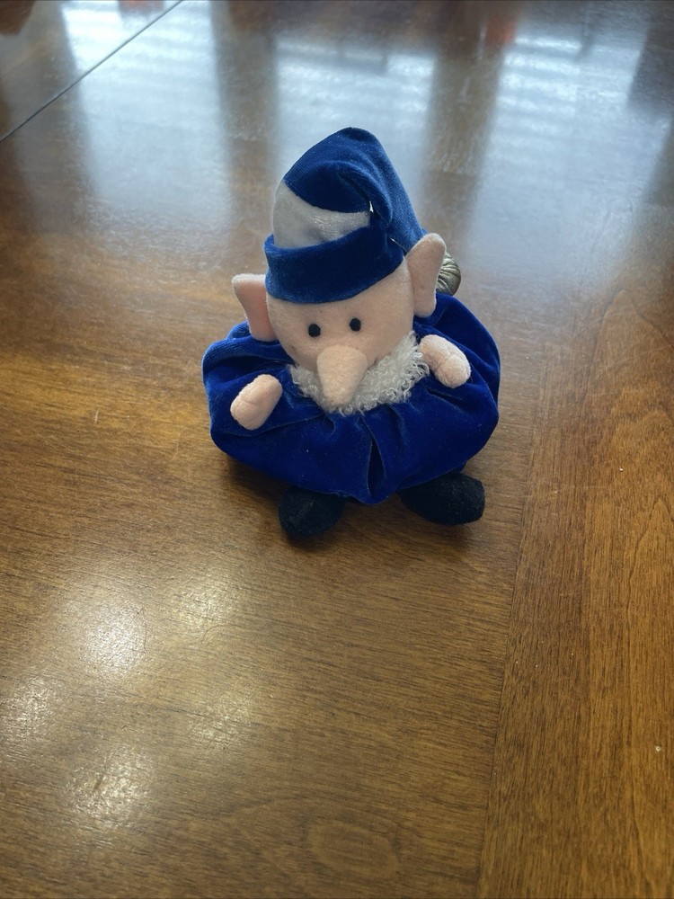 Vintage Windsor Collection Plush Wizard Gnome Beanie Blue Velvet 5″ Sears Rare!