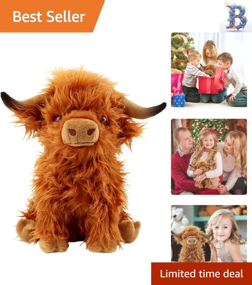 Handmade 11” Brown Highland Cow Plushie – Cozy Gift for Any Special Occasion