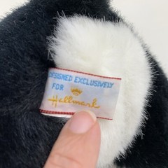 Hallmark Heartline Bear Plush 1990 Black White Hugger Stuffed Animal Toy Vtg
