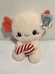 Holiday Pink Axolotl with Candy Cane Plush Stuffed Animal Toy 8″ Christmas