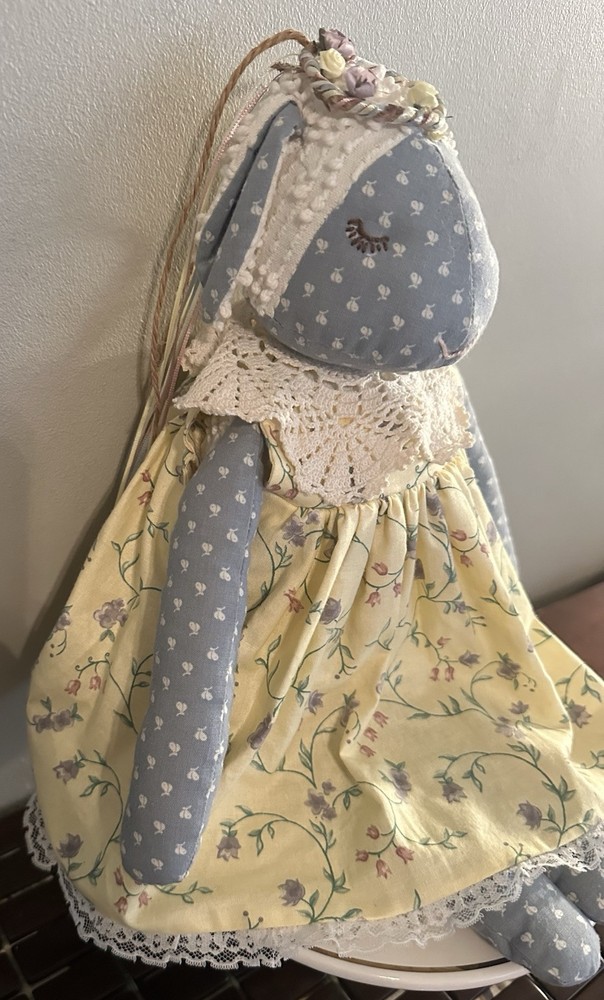 Rare Vintage Handmade Lamb & Hand Sewn Dress Plush 18 inches Tall