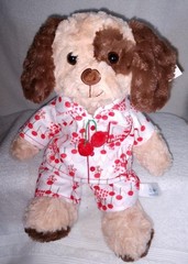 Signature Select Puppy Dog in White with Red Cherries Pajamas 13″ NWT ADORABLE