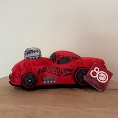 NEW Kohl’s KCFK Hot Wheels Car 12″ Long Plush Red 80 Years Mattel / Pillow Red