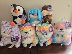 Nanco Neon Rainbow Belly Buddies Plush Lot Hamster Bunny Beaver Penguin 6