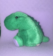 Swibco Puffkins Pickles Green Purple Dinosaur Plush Stuffed Toy 4.5 Inch 1994