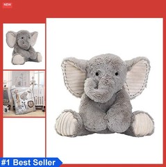 Stuffed Elephant Gray Plush Toy 9.5 Inch Soft Furry Machine Washable Baby Safe