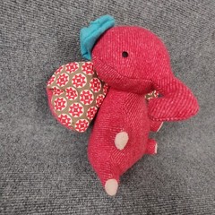 Land Of Nod Red Elephant Plush Stuffed Animal Pattern Ears Lovey Nursery Toy