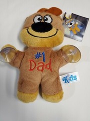 #1 DAD Brown Teddy Bear W/Suction Cups For Hanging On Windows BRAND NEW WITH TAG