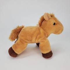 Aurora World Tan Horse Plush Stuffed Animal Standing Pony White Forehead 8 Inch