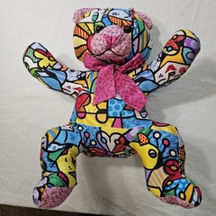 Britto Silk Plush Bear Romero Britto Pop Art Garden Party 18″ 12″ Sitting Up